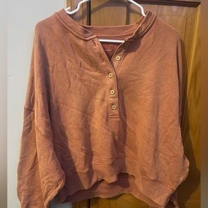 American Eagle half button waffle material sweatshirt